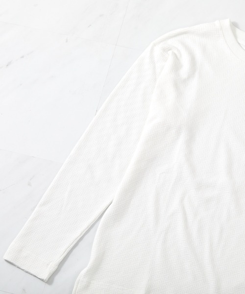 UNION STATION（ユニオンステーション）の「シェブロン柄リンクスジャガードロンT（Tシャツ/カットソー・メンズ・ネイビー/ホワイト/ピンク・S/M/LL/L）」の6枚目の写真