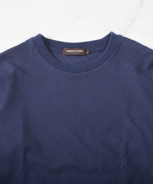 UNION STATION（ユニオンステーション）の「シェブロン柄リンクスジャガードロンT（Tシャツ/カットソー・メンズ・ネイビー/ホワイト/ピンク・S/M/LL/L）」の8枚目の写真
