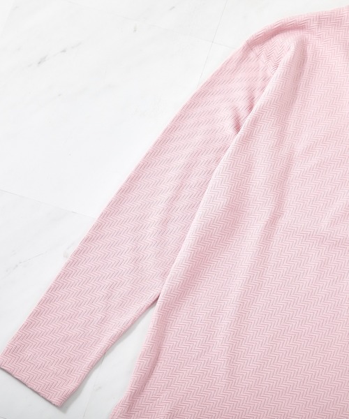 UNION STATION（ユニオンステーション）の「シェブロン柄リンクスジャガードロンT（Tシャツ/カットソー・メンズ・ネイビー/ホワイト/ピンク・S/M/LL/L）」の13枚目の写真