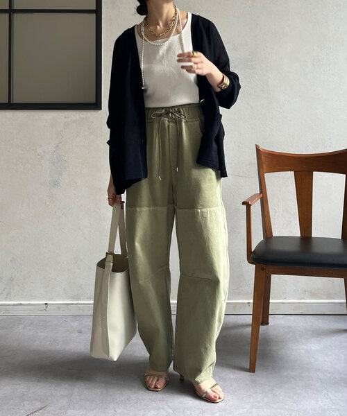 DouDou(ドゥドゥ)の「ガーメントダイ切替パンツ(その他パンツ・レディース・カーキ/オフホワイト・FREE)」の14枚目の写真