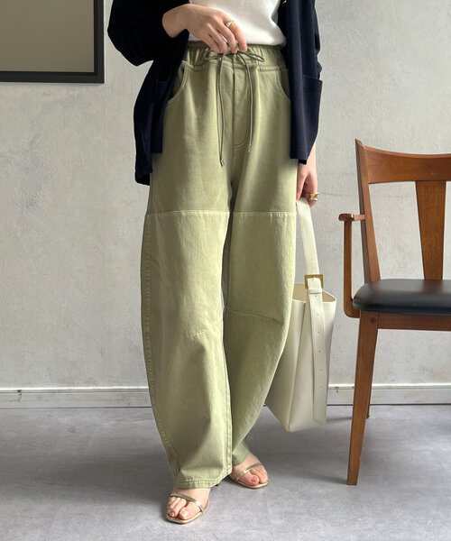 DouDou(ドゥドゥ)の「ガーメントダイ切替パンツ(その他パンツ・レディース・カーキ/オフホワイト・FREE)」の19枚目の写真