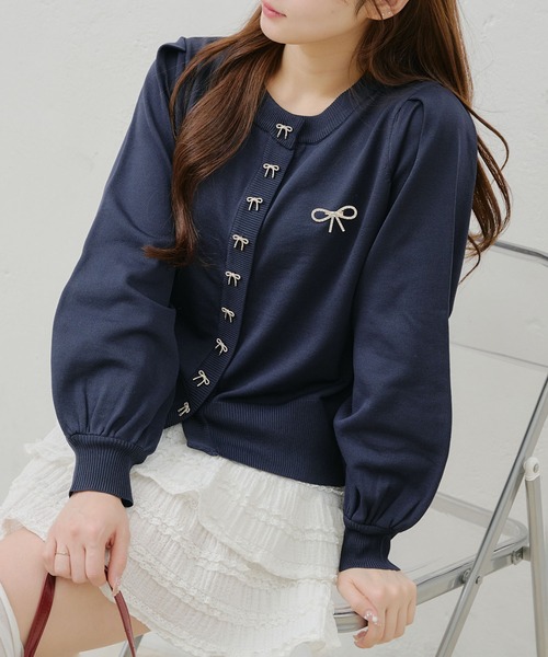 Another Branch olive des olive(アナザーブランチオリーブデオリーブ)の「たくさんリボンカーディガン(カーディガン/ボレロ・レディース・ネイビー/ピンク/サックスブルー/アイボリー・FREE)」の19枚目の写真