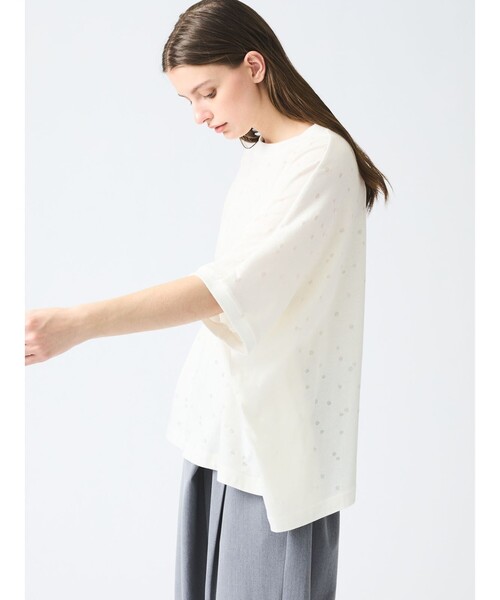 mizuiroind(ミズイロインド)の「mizuiro ind バーンアウトドットプリントワイドプルオーバー(Tシャツ/カットソー・レディース・グレー/オフホワイト/ブラック・FREE)」の9枚目の写真