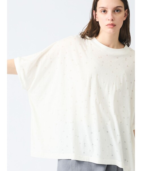 mizuiroind(ミズイロインド)の「mizuiro ind バーンアウトドットプリントワイドプルオーバー(Tシャツ/カットソー・レディース・グレー/オフホワイト/ブラック・FREE)」の11枚目の写真
