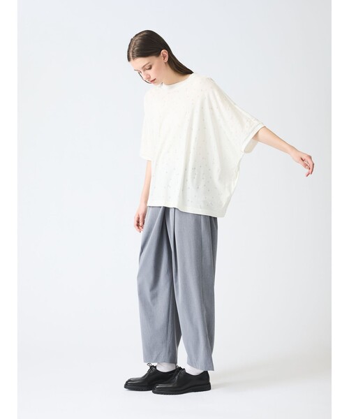 mizuiroind(ミズイロインド)の「mizuiro ind バーンアウトドットプリントワイドプルオーバー(Tシャツ/カットソー・レディース・グレー/オフホワイト/ブラック・FREE)」の14枚目の写真