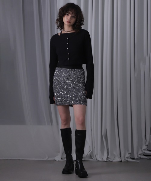ROSE BUD（ローズバッド）の「(CREOLME)スパンコールミニスカート（スカート・レディース・シルバー・ONE SIZE）」の2枚目の写真