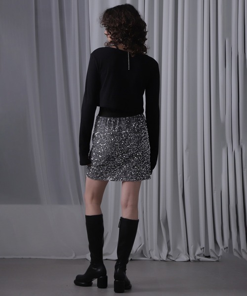 ROSE BUD（ローズバッド）の「(CREOLME)スパンコールミニスカート（スカート・レディース・シルバー・ONE SIZE）」の4枚目の写真