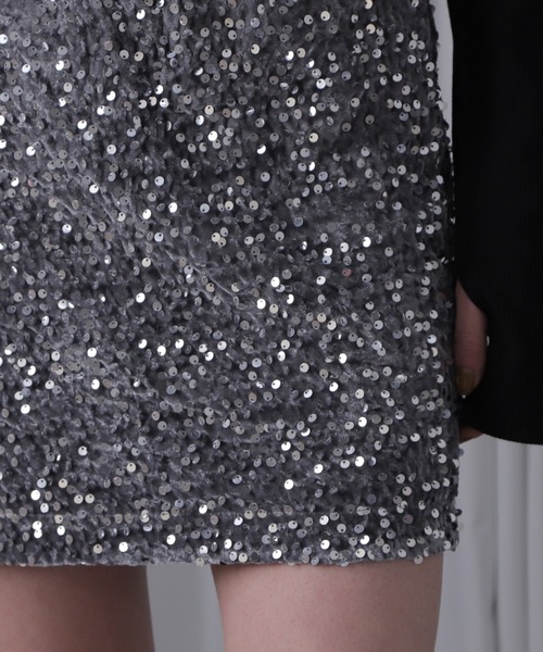 ROSE BUD（ローズバッド）の「(CREOLME)スパンコールミニスカート（スカート・レディース・シルバー・ONE SIZE）」の9枚目の写真