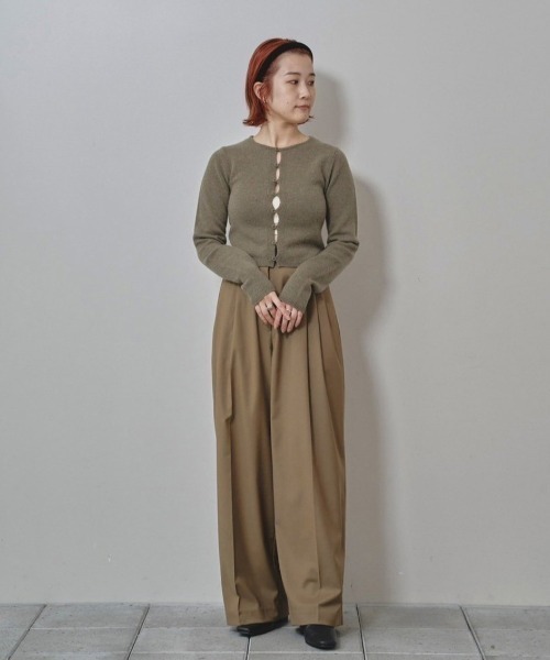 値下げ Cashmere Compact Cardigan オリーブ Cashmere Compact Cardigan（カーディガン/ボレロ）｜TODAYFUL