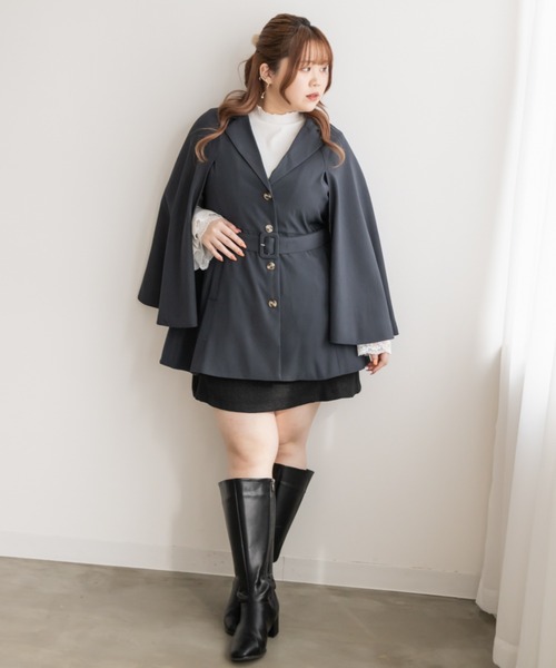 CLETTE(クレット)の「テーラードケープジャケット(その他アウター・レディース・チャコールグレー/アイボリー/ベージュ・LL/3L/4L)」の5枚目の写真