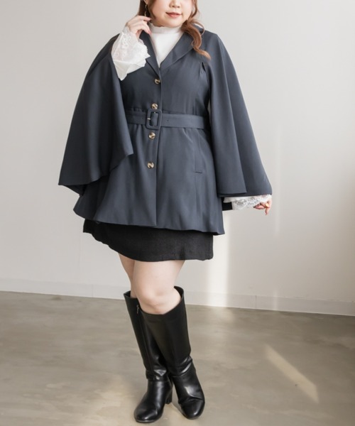 CLETTE(クレット)の「テーラードケープジャケット(その他アウター・レディース・チャコールグレー/アイボリー/ベージュ・LL/3L/4L)」の6枚目の写真