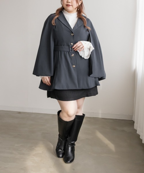 CLETTE(クレット)の「テーラードケープジャケット(その他アウター・レディース・チャコールグレー/アイボリー/ベージュ・LL/3L/4L)」の7枚目の写真