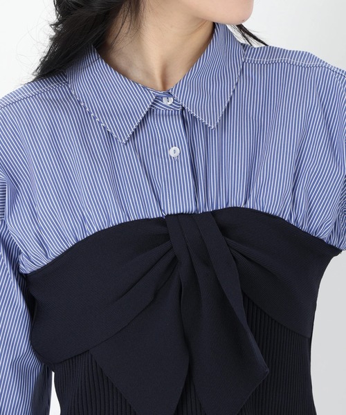 STRAWBERRY-FIELDS（ストロベリーフィールズ）の「リボンビスチェドッキングプルオーバー　ニット・セーター（ニット/セーター・レディース・ネイビー/ブラック系その他・2）」の6枚目の写真