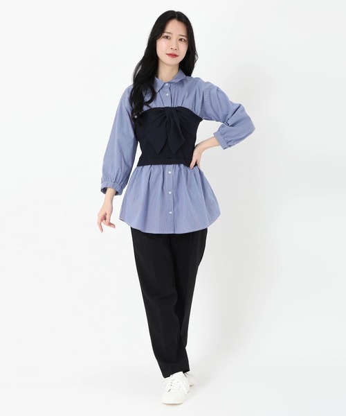 STRAWBERRY-FIELDS（ストロベリーフィールズ）の「リボンビスチェドッキングプルオーバー　ニット・セーター（ニット/セーター・レディース・ネイビー/ブラック系その他・2）」の10枚目の写真