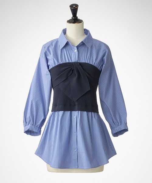 STRAWBERRY-FIELDS（ストロベリーフィールズ）の「リボンビスチェドッキングプルオーバー　ニット・セーター（ニット/セーター・レディース・ネイビー/ブラック系その他・2）」の12枚目の写真