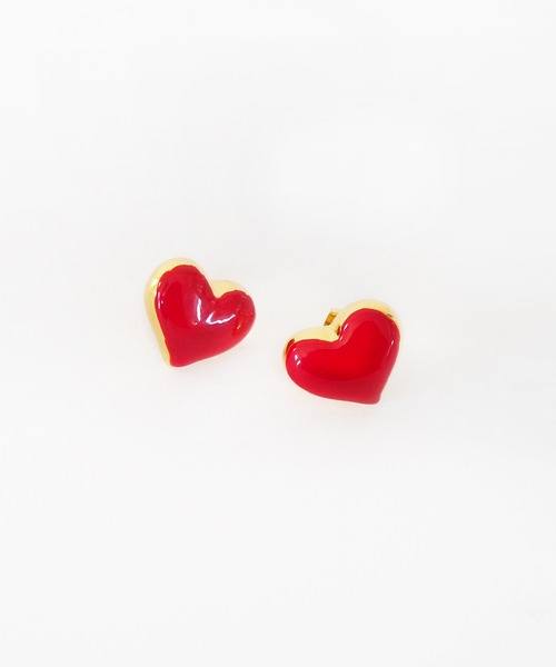 Casselini（キャセリーニ）の「Casselini(キャセリーニ)ハートピアス（ピアス（両耳用）・レディース・ブラック/レッド・FREE）」の3枚目の写真