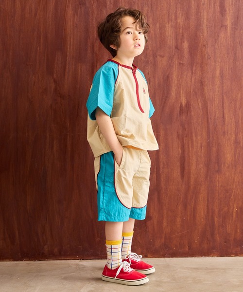 MARKEY'S（マーキーズ）の「ナイロンパイピングショーツ【セットアップ可能】（その他パンツ・キッズ・キャメル/アイボリー/ブルー・150/140/110/100/90/80/130/120/95）」の4枚目の写真