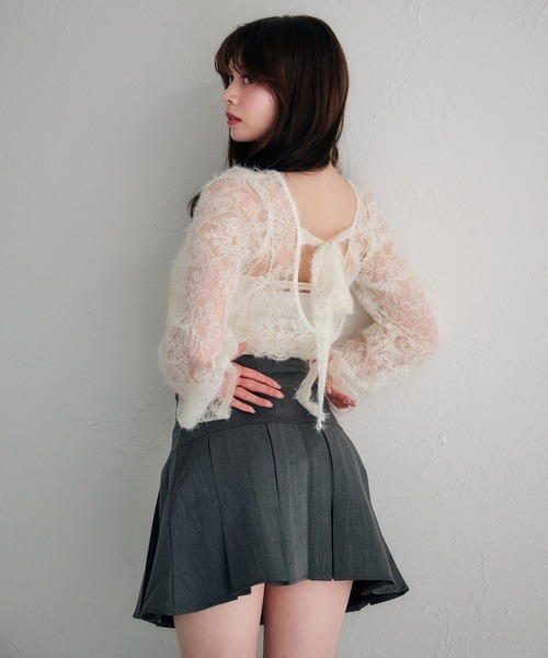 fupel（フぺル）の「back ribbon mohair lace tops /バックリボンモヘアレーストップス（Tシャツ/カットソー・レディース・ブラック/アイボリー・FREE）」の19枚目の写真