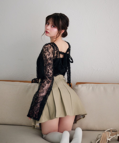 fupel（フぺル）の「back ribbon mohair lace tops /バックリボンモヘアレーストップス（Tシャツ/カットソー・レディース・ブラック/アイボリー・FREE）」の13枚目の写真