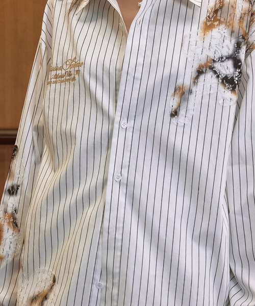 HARSH AND CRUEL（ハーシュアンドクルーエル）の「ダメージレース刺繍オープンカラーシャツ オーバーサイズ ユニセックス HC25S2TP05【Harsh and Cruel】（シャツ/ブラウス・メンズ・ホワイト・XL/L/M）」の5枚目の写真