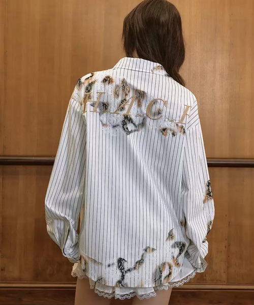 HARSH AND CRUEL（ハーシュアンドクルーエル）の「ダメージレース刺繍オープンカラーシャツ オーバーサイズ ユニセックス HC25S2TP05【Harsh and Cruel】（シャツ/ブラウス・メンズ・ホワイト・XL/L/M）」の7枚目の写真