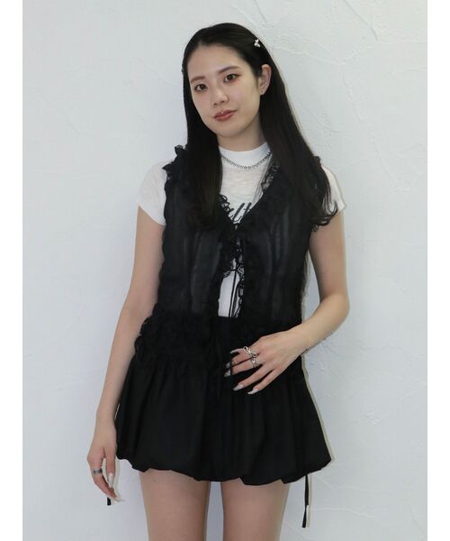 jouetie(ジュエティ)の「ラッフルフリルシアージレ(シャツ/ブラウス・レディース・ブラック/ピンク/オフホワイト・MEDIUM)」の1枚目の写真