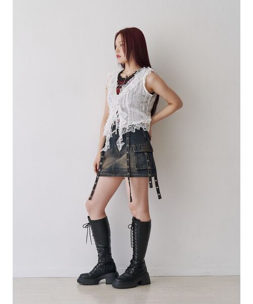 jouetie(ジュエティ)の「ラッフルフリルシアージレ(シャツ/ブラウス・レディース・ブラック/ピンク/オフホワイト・MEDIUM)」の7枚目の写真