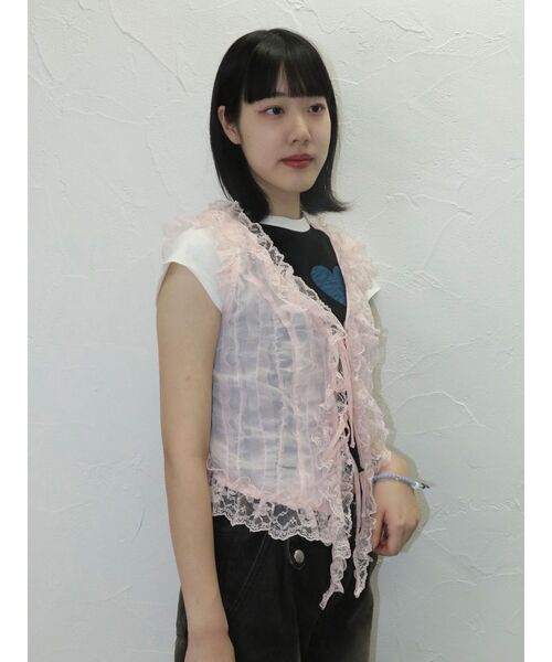 jouetie(ジュエティ)の「ラッフルフリルシアージレ(シャツ/ブラウス・レディース・ブラック/ピンク/オフホワイト・MEDIUM)」の16枚目の写真