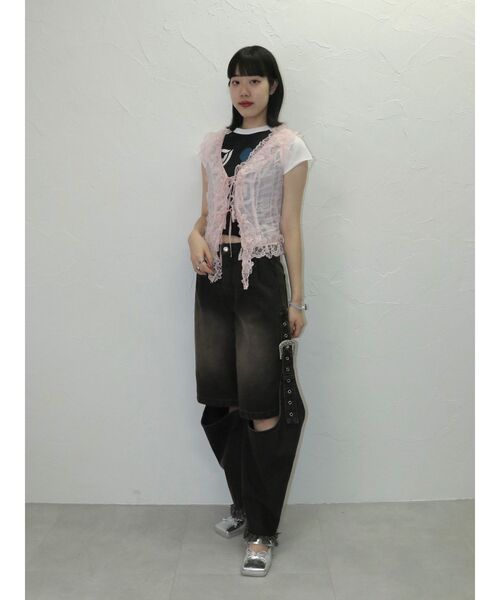 jouetie(ジュエティ)の「ラッフルフリルシアージレ(シャツ/ブラウス・レディース・ブラック/ピンク/オフホワイト・MEDIUM)」の19枚目の写真