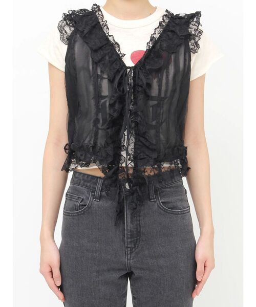 jouetie(ジュエティ)の「ラッフルフリルシアージレ(シャツ/ブラウス・レディース・ブラック/ピンク/オフホワイト・MEDIUM)」の20枚目の写真