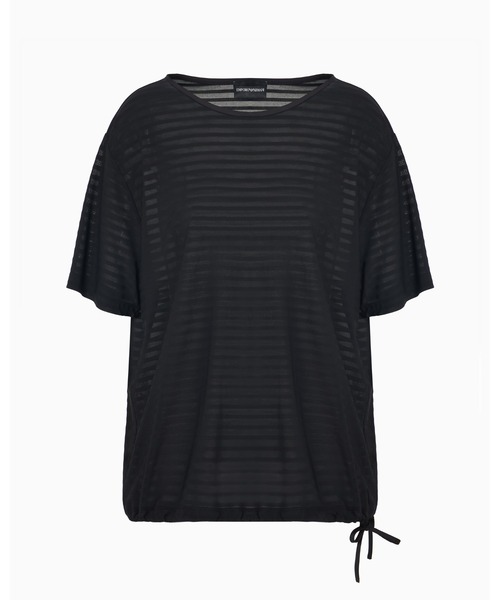 EMPORIO ARMANI（エンポリオアルマーニ）の「【エンポリオ アルマーニ】セーター ストライプジャカードジャージー ドローストリングヘム（Tシャツ/カットソー・レディース・ブラック/ホワイト・LARGE/MEDIUM/SMALL/X-SMALL）」の6枚目の写真