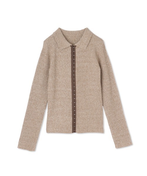 VICKY（ビッキー）の「ホックディティール襟付きニットカーディガン≪手洗い可能≫（カーディガン/ボレロ・レディース・オフホワイト/ライトグレー・M）」の8枚目の写真