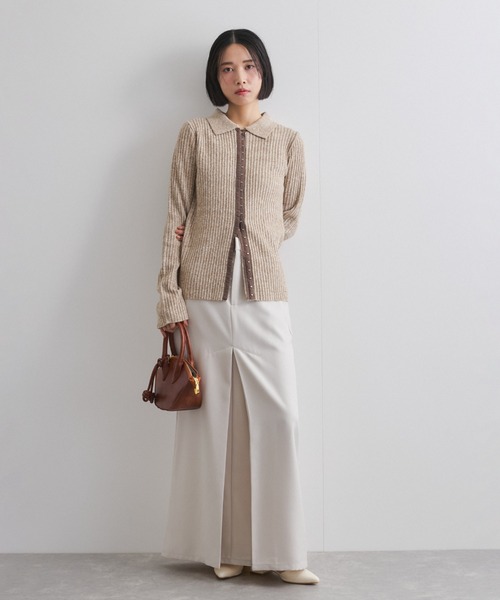 VICKY（ビッキー）の「ホックディティール襟付きニットカーディガン≪手洗い可能≫（カーディガン/ボレロ・レディース・オフホワイト/ライトグレー・M）」の5枚目の写真