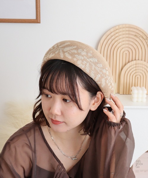 Sense of Grace（センスオブグレース）の「麻混　サーモベレー帽（ハンチング/ベレー帽・レディース・ターコイズブルー/ブラック/ベージュ・FREE）」の8枚目の写真