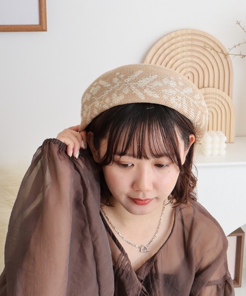 Sense of Grace（センスオブグレース）の「麻混　サーモベレー帽（ハンチング/ベレー帽・レディース・ターコイズブルー/ブラック/ベージュ・FREE）」の9枚目の写真