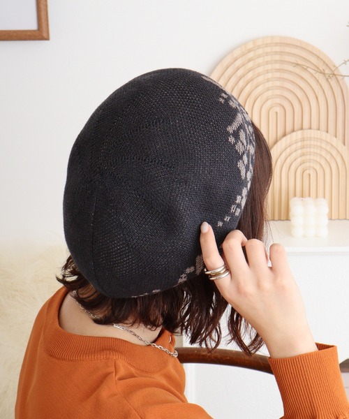 Sense of Grace（センスオブグレース）の「麻混　サーモベレー帽（ハンチング/ベレー帽・レディース・ターコイズブルー/ブラック/ベージュ・FREE）」の4枚目の写真