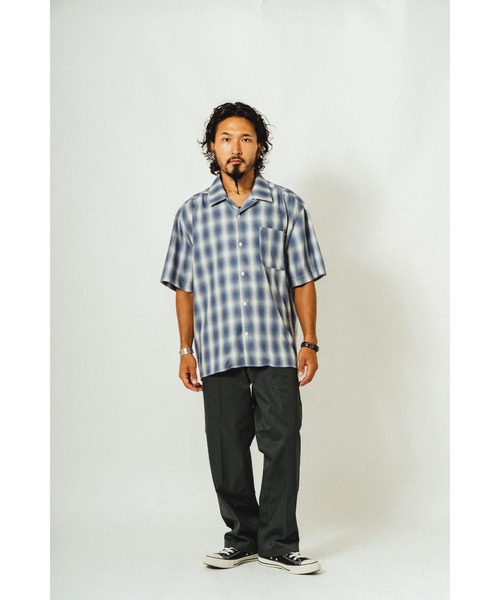 BIG MIKE(ビッグマイク)の「BIG MIKE ビッグマイク / セットアップ対応 レーヨン混 オンブレチェック 半袖オープンカラーシャツ 102525530 102525531(シャツ/ブラウス・メンズ・ミント/ホワイト×グレー/ブラウン系その他/ブルー系その他/グレー×ピンク・MEDIUM/LARGE/X-LARGE)」の13枚目の写真