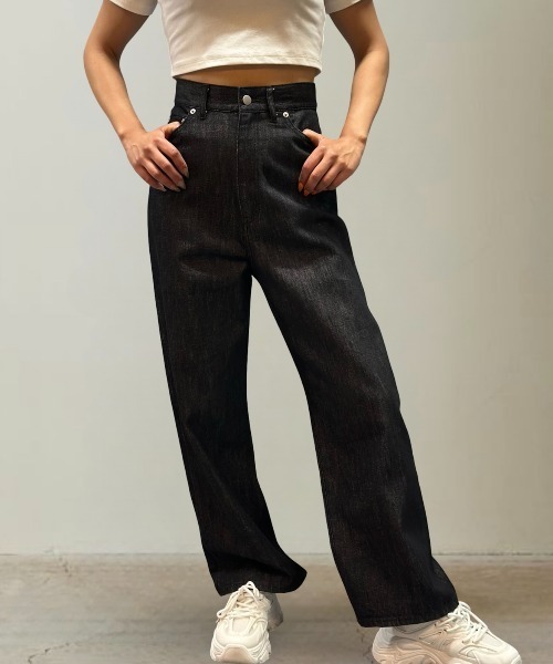 Burner（バーナー）の「ハイウエストワイドデニム（デニムパンツ・レディース・ブラック/ホワイト/インディゴブルー・マルチサイズ）」の3枚目の写真