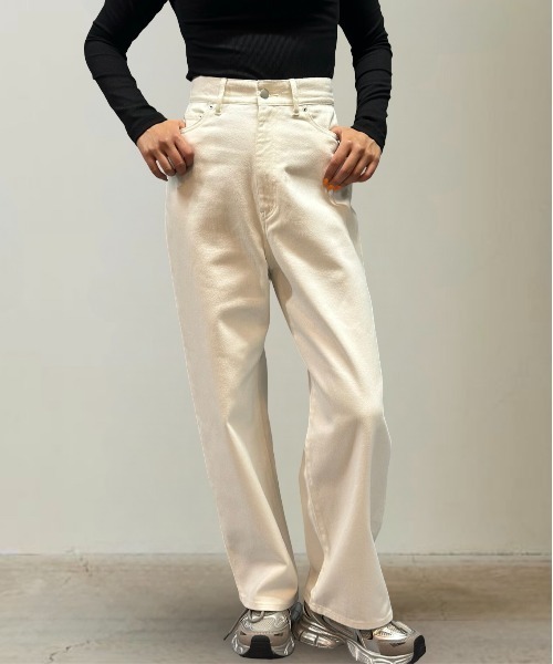 Burner（バーナー）の「ハイウエストワイドデニム（デニムパンツ・レディース・ブラック/ホワイト/インディゴブルー・マルチサイズ）」の4枚目の写真