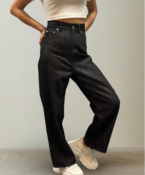 Burner（バーナー）の「ハイウエストワイドデニム（デニムパンツ・レディース・ブラック/ホワイト/インディゴブルー・マルチサイズ）」の19枚目の写真