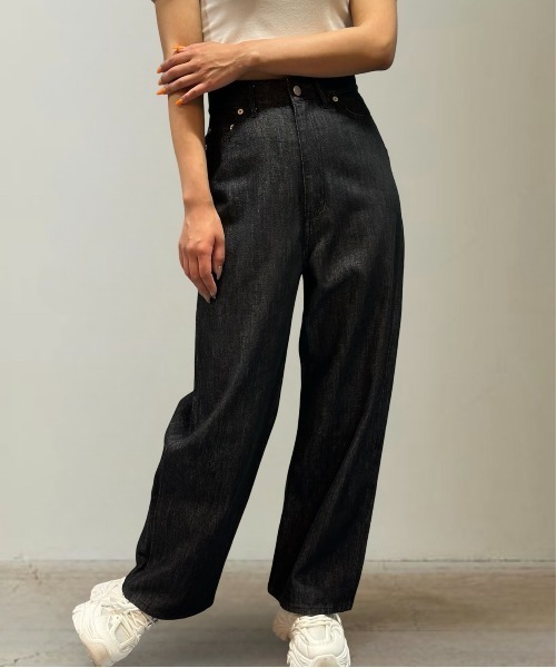 Burner（バーナー）の「ハイウエストワイドデニム（デニムパンツ・レディース・ブラック/ホワイト/インディゴブルー・マルチサイズ）」の15枚目の写真