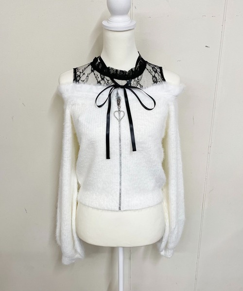 MA*RS（アメーバーマーズ）の「肩開きシャギーニットトップス（ニット/セーター・レディース・ピンク/ホワイト/ブラック・FREE）」の4枚目の写真