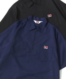 BEN DAVIS | BEN DAVIS/ベンデイビス 1/2 ZIP SS SHIRT/オーバーサイズ ツイル ワーク ハーフジップ 半袖シャツ/レディース メンズ(シャツ/ブラウス)