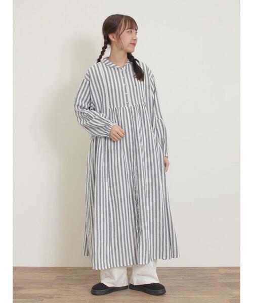 Samansa Mos2 リネン ロングワンピース SIZE F グレーカラー ◇ ⊇ SM2 サマンサ モスモス リネン100% 長袖 ロング