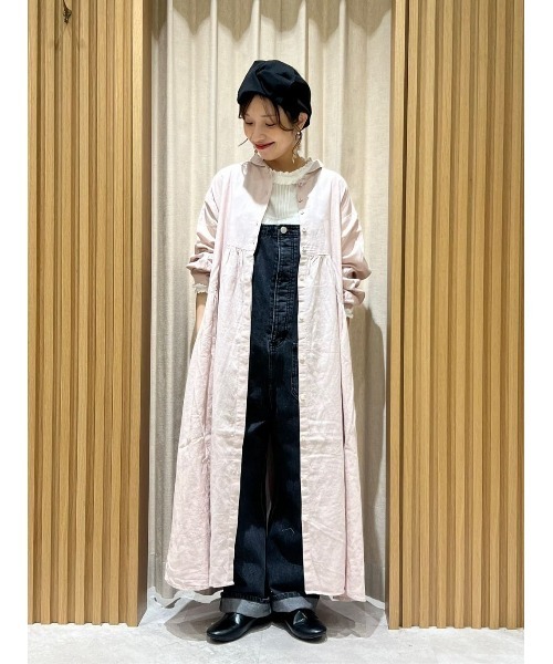 ぽろんサマンサモスモス★コットンリネン＊胸元刺繍＊ショールカラーワンピース セール】【Cross×Linen】ショールカラーワンピース ≪S/Mサイズ
