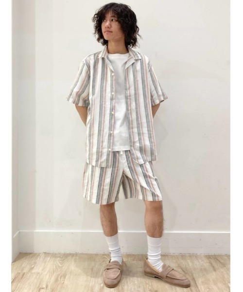 GAP(ギャップ)の「リネン混 バケーション スタンダードフィットシャツ 半袖(シャツ/ブラウス・メンズ・ブラウン/ストライプ/マルチ・XS/S/M/L/XL)」の10枚目の写真