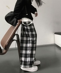 urge: | 【URGE:】タータンチェック柄 ドローコード紐 バギー イージー パンツ(その他パンツ)