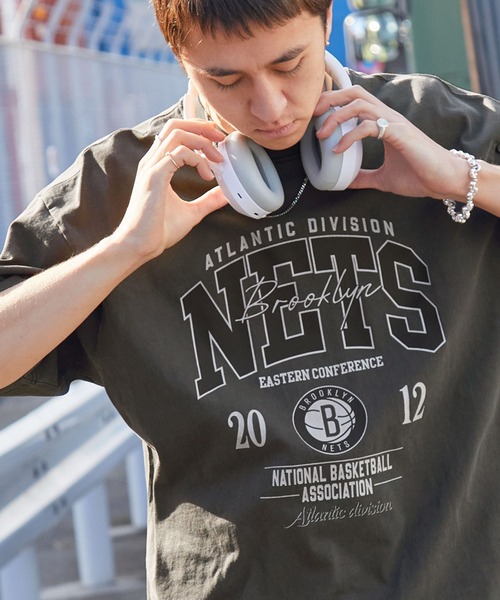 NBA/エヌビーエー 別注 ロゴ刺繍/プリント ピグメント加工ビッグ