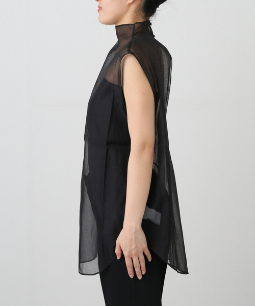 AP STUDIO(エーピーストゥディオ)の「【ST.AGNI/セントアグニ】Sheer Leather Trim Top(シャツ/ブラウス・レディース・ブラック・FREE)」の11枚目の写真