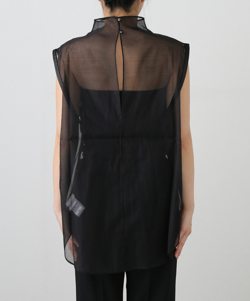 AP STUDIO(エーピーストゥディオ)の「【ST.AGNI/セントアグニ】Sheer Leather Trim Top(シャツ/ブラウス・レディース・ブラック・FREE)」の10枚目の写真